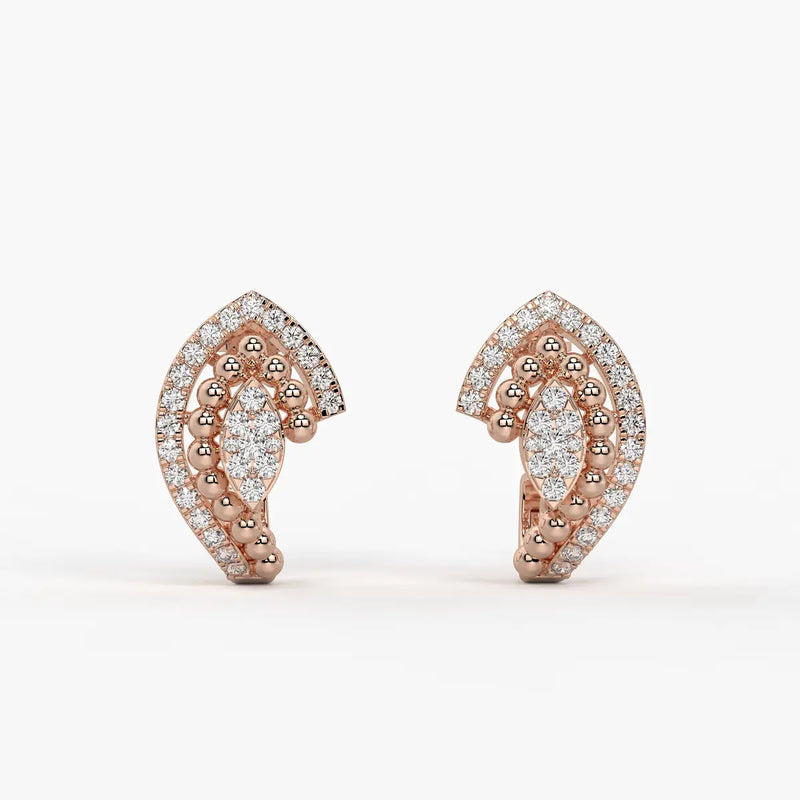 Maravelle BeadBloom Round Diamond Earrings