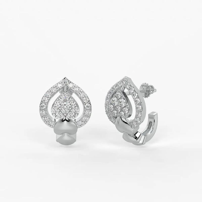 Pearlisse HaloDrop Round Diamond Earrings