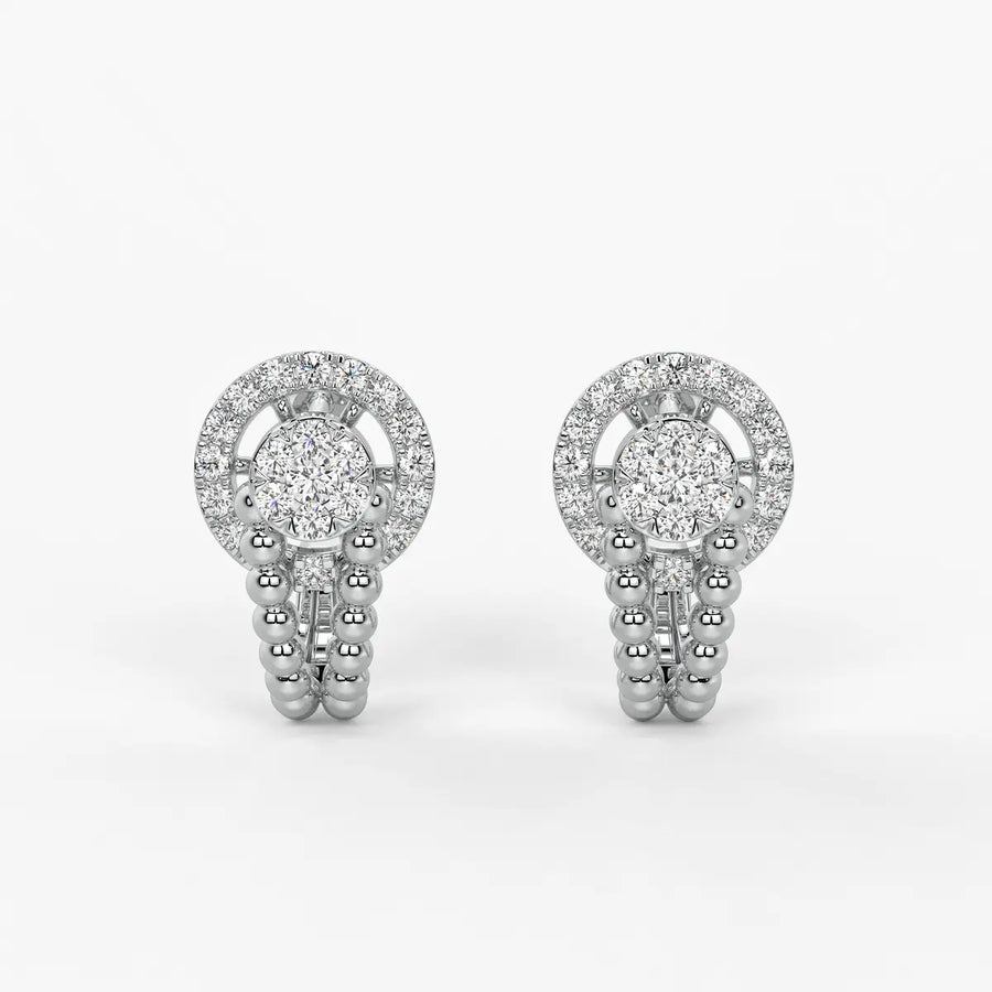 Orniva BeadHalo Round Diamond Earrings