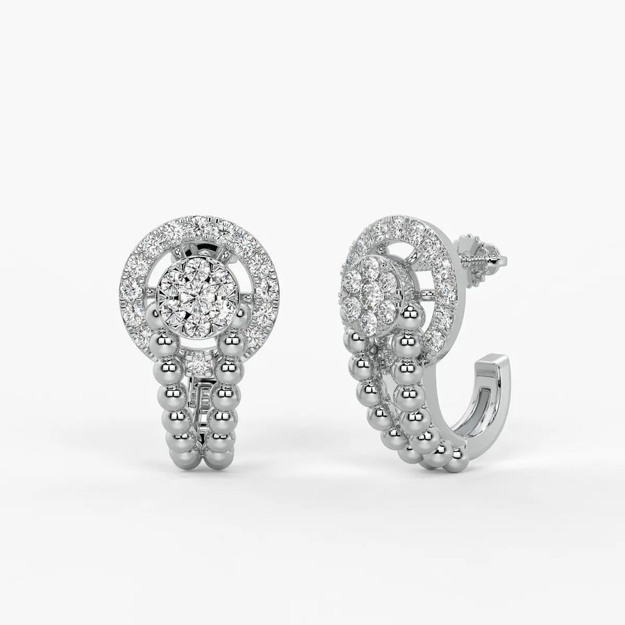 Orniva BeadHalo Round Diamond Earrings