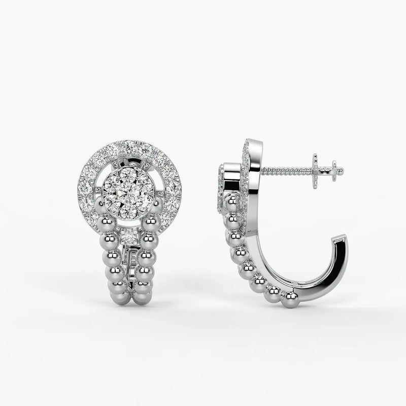 Orniva BeadHalo Round Diamond Earrings
