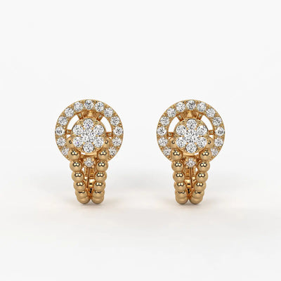 Orniva BeadHalo Round Diamond Earrings
