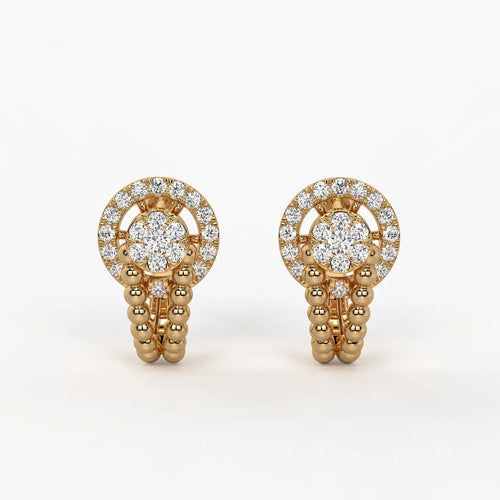 Orniva BeadHalo Round Diamond Earrings