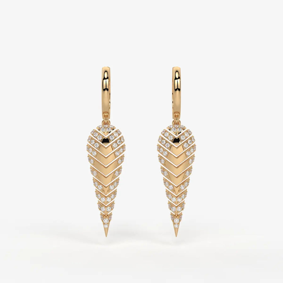 Zyraen Diamond Arrow Plume Hoop Earrings