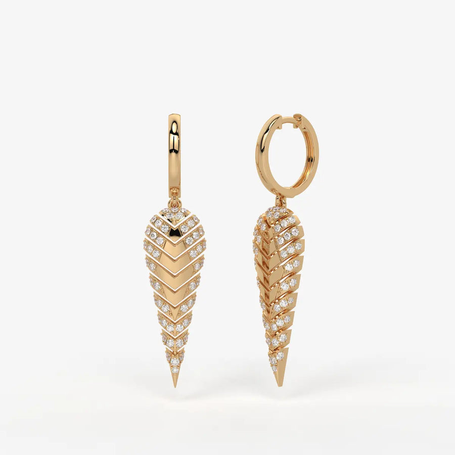 Zyraen Diamond Arrow Plume Hoop Earrings