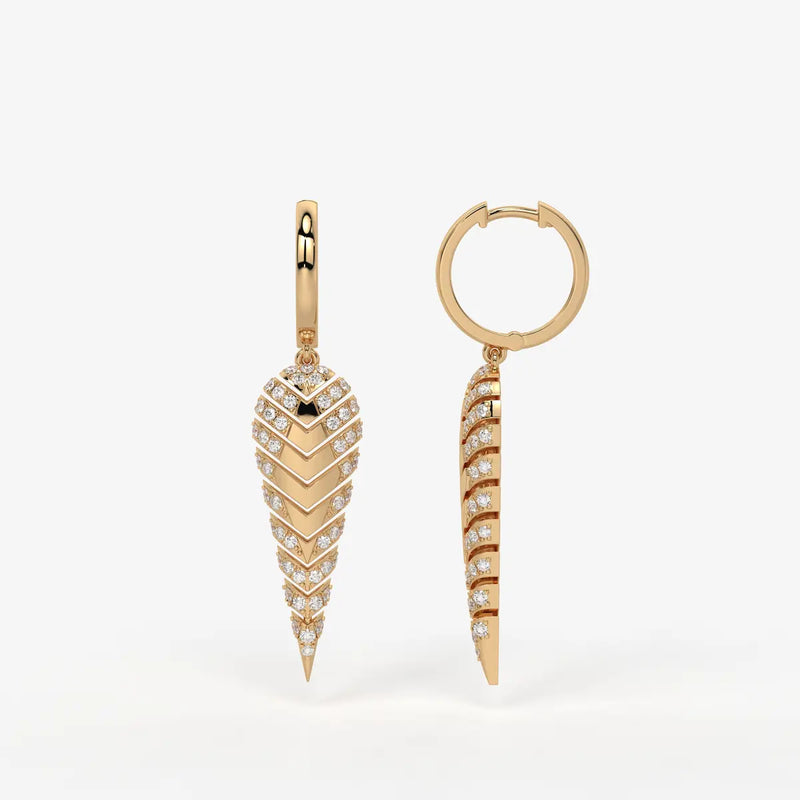Zyraen Diamond Arrow Plume Hoop Earrings