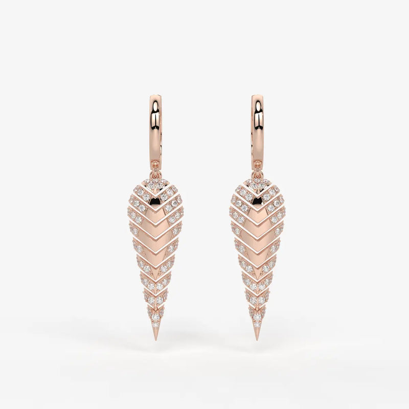 Zyraen Diamond Arrow Plume Hoop Earrings