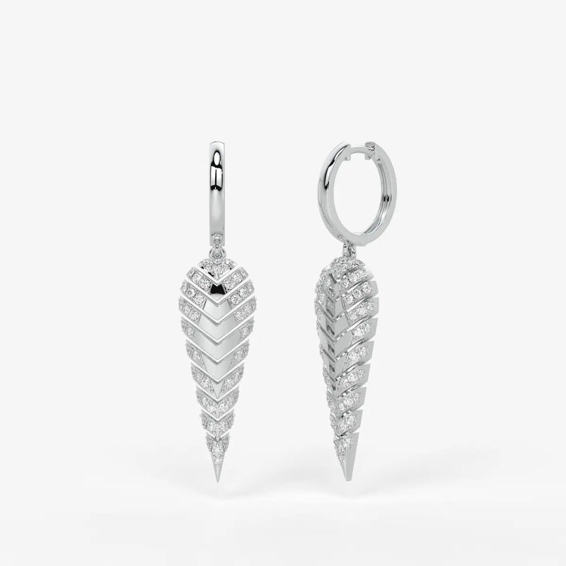 Zyraen Diamond Arrow Plume Hoop Earrings