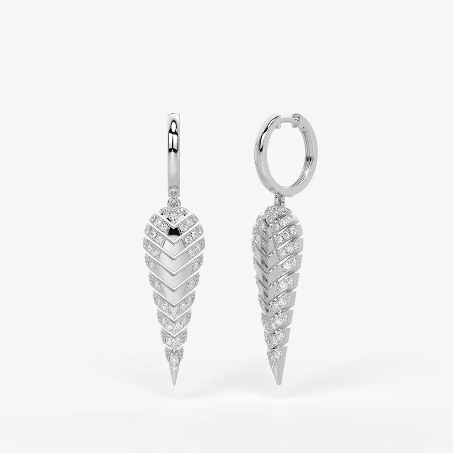 Zyraen Diamond Arrow Plume Hoop Earrings