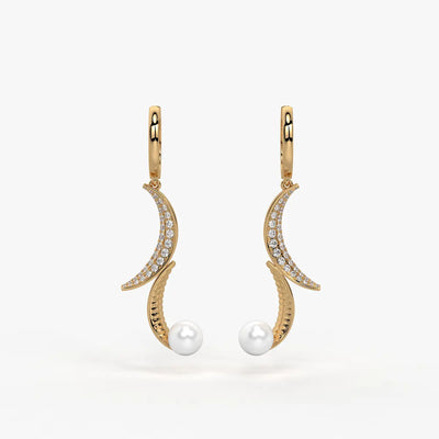 Luna Pearl Crescent Drop Earrings