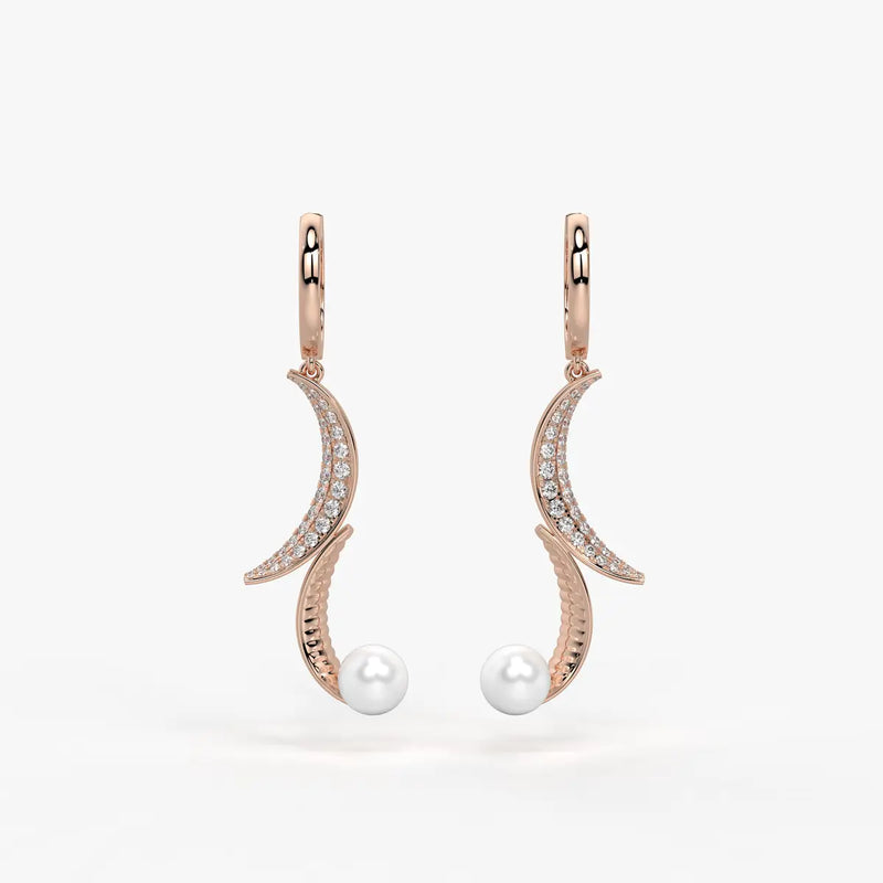 Luna Pearl Crescent Drop Earrings