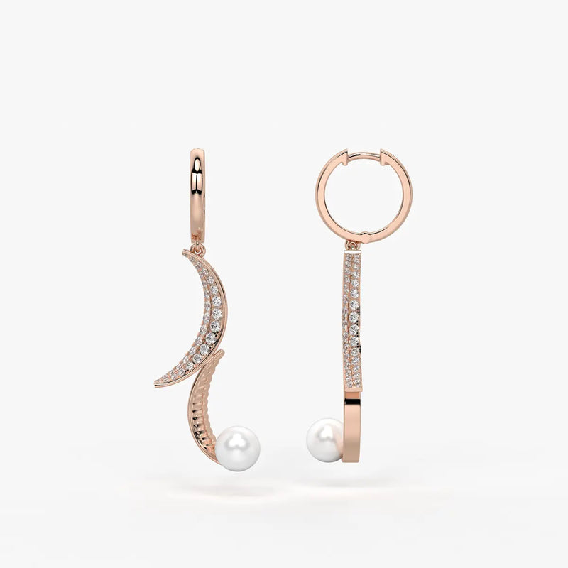 Luna Pearl Crescent Drop Earrings
