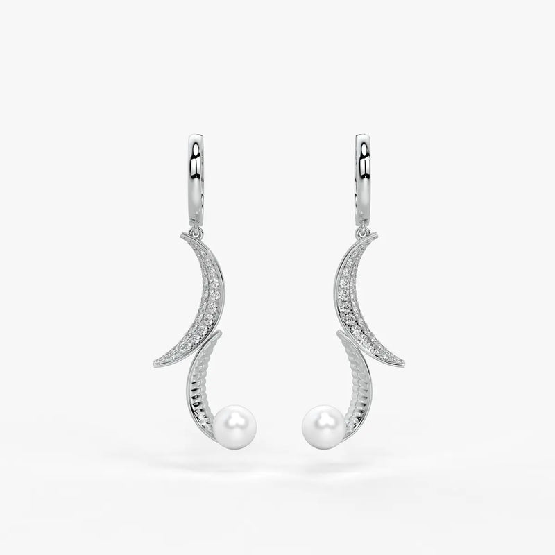 Luna Pearl Crescent Drop Earrings