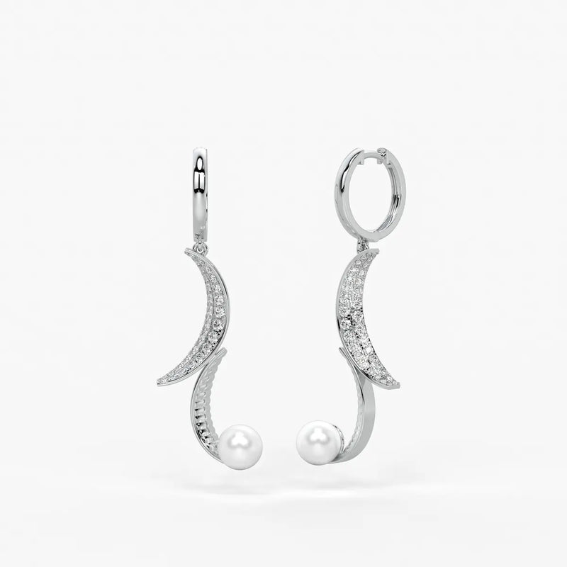 Luna Pearl Crescent Drop Earrings