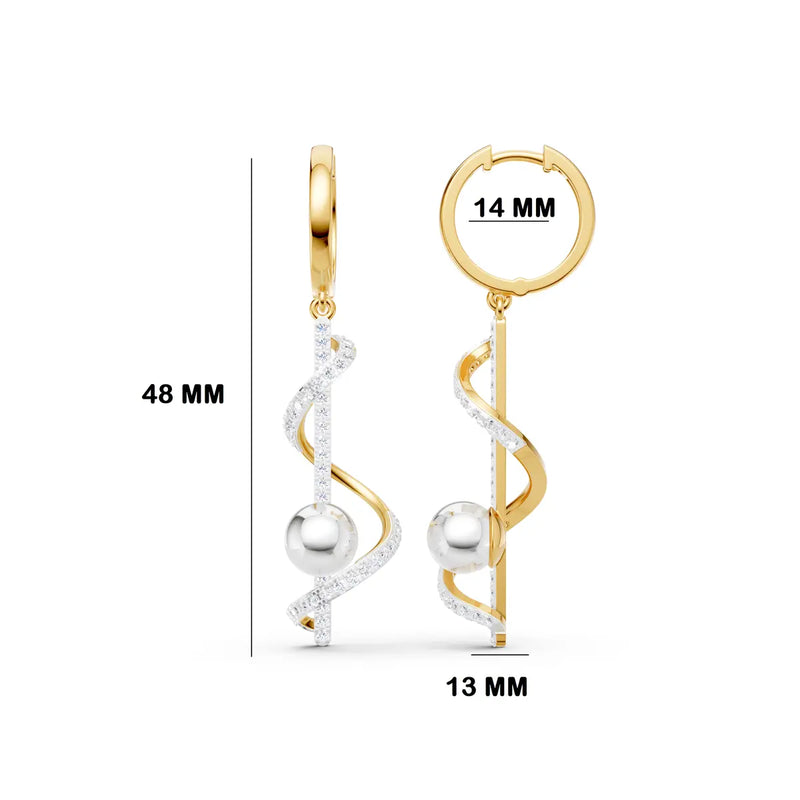 Helix Pearl Diamond Hoop Earrings