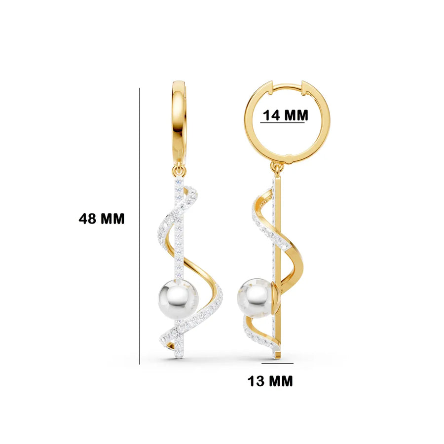 Helix Pearl Diamond Hoop Earrings