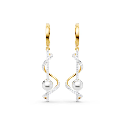 Helix Pearl Diamond Hoop Earrings