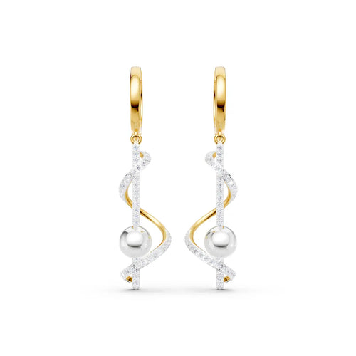 Helix Pearl Diamond Hoop Earrings
