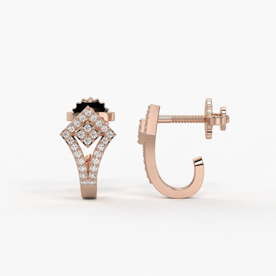 Kitevera Round Diamond Geometric Earrings