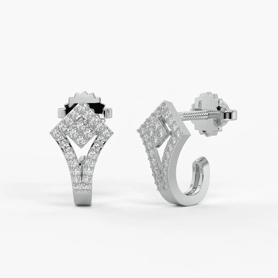 Kitevera Round Diamond Geometric Earrings
