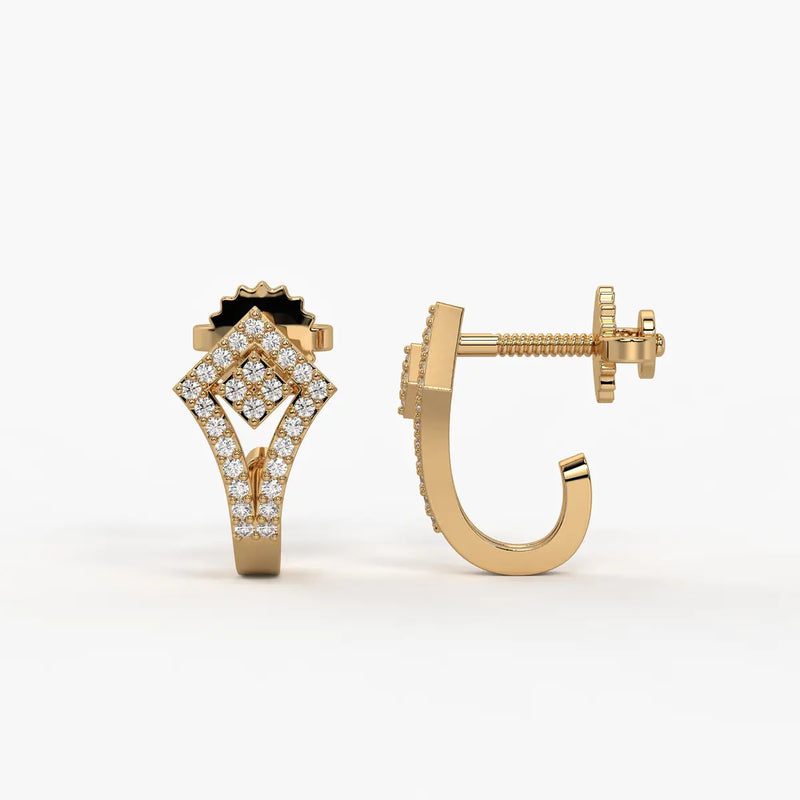Kitevera Round Diamond Geometric Earrings