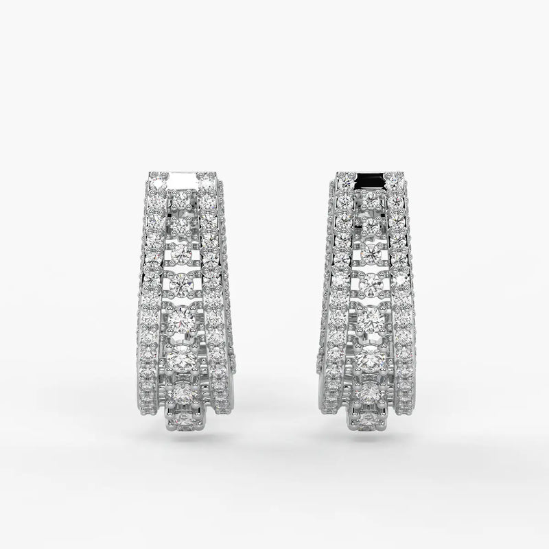 Trielle Cascade Round Diamond Earrings