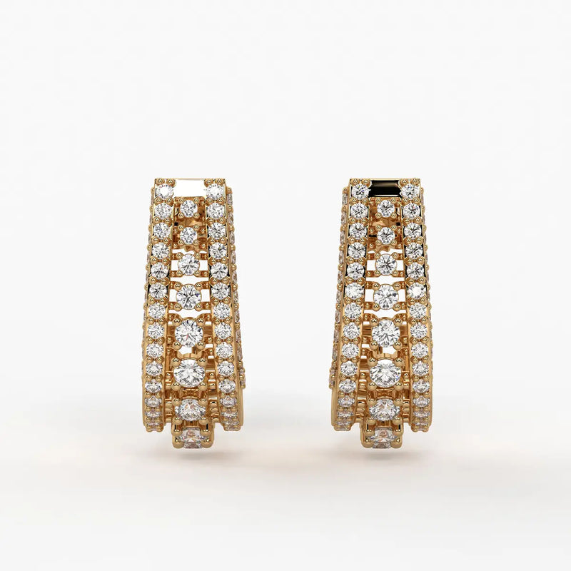 Trielle Cascade Round Diamond Earrings