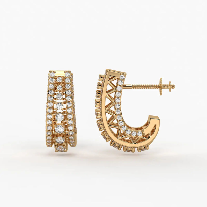 Trielle Cascade Round Diamond Earrings