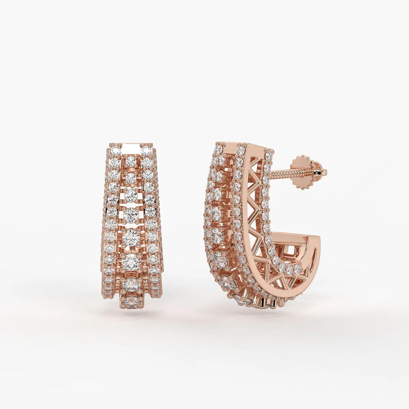 Trielle Cascade Round Diamond Earrings