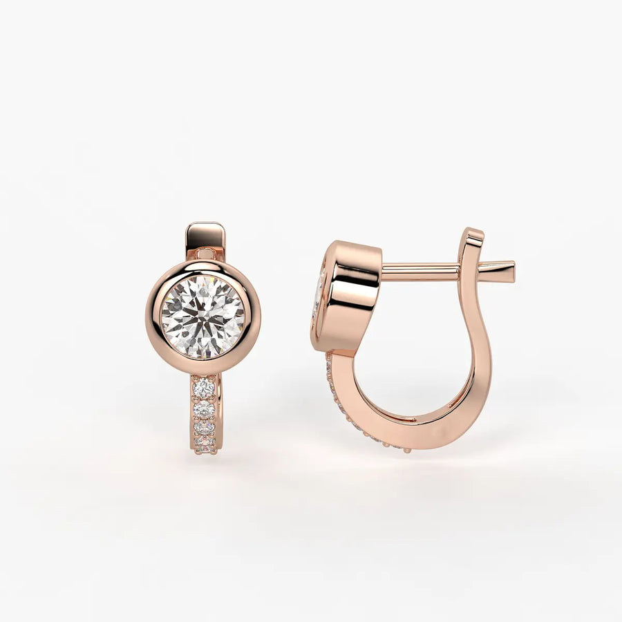 Solmira Bezel Round Diamond Hoop Earrings