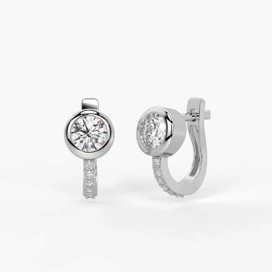 Solmira Bezel Round Diamond Hoop Earrings