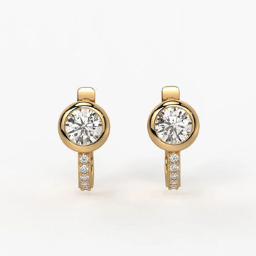 Solmira Bezel Round Diamond Hoop Earrings