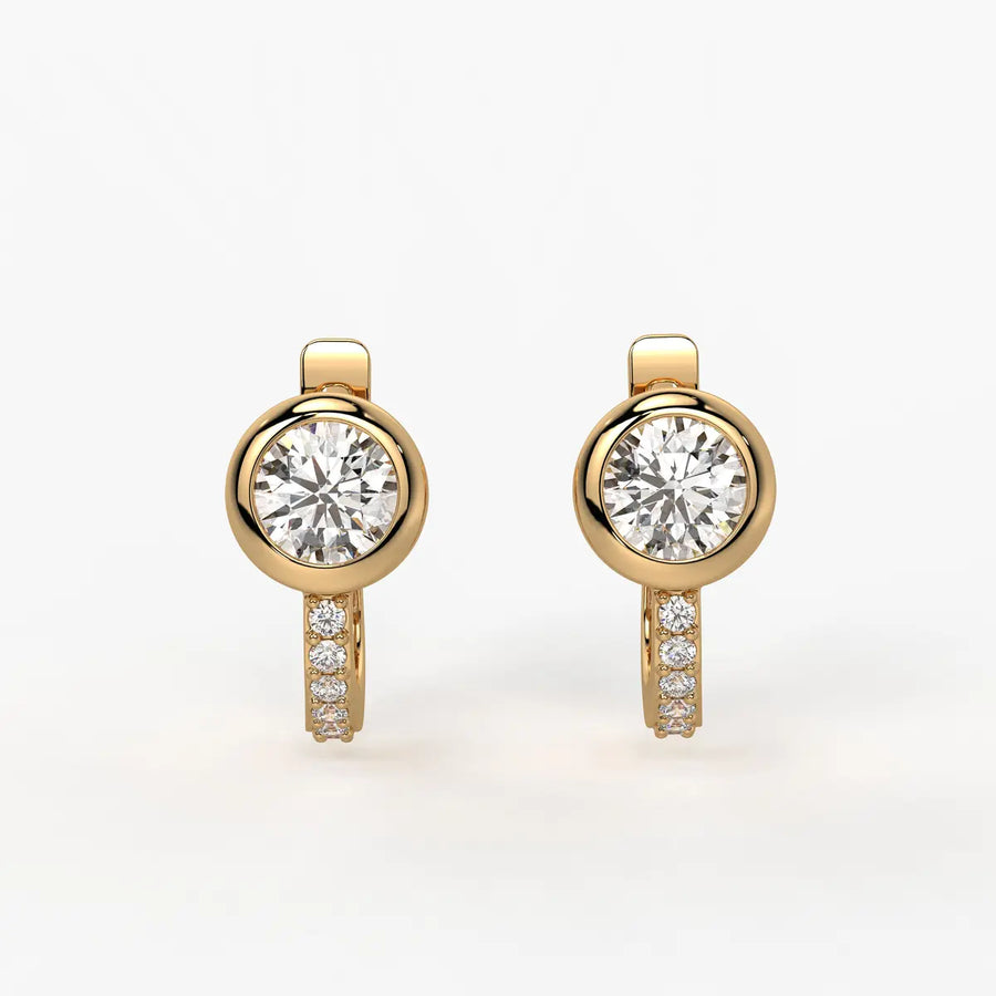 Solmira Bezel Round Diamond Hoop Earrings