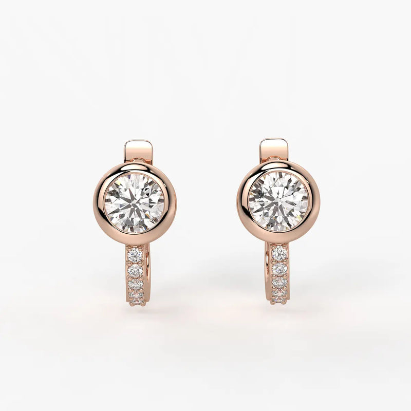 Solmira Bezel Round Diamond Hoop Earrings