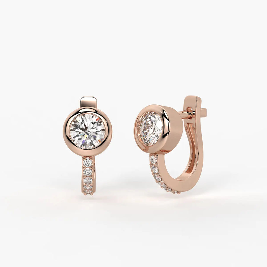 Solmira Bezel Round Diamond Hoop Earrings