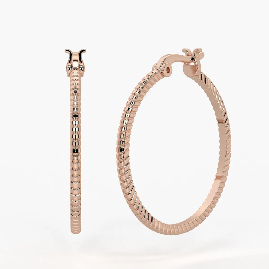 Ribbed Circle Hoop Earrings