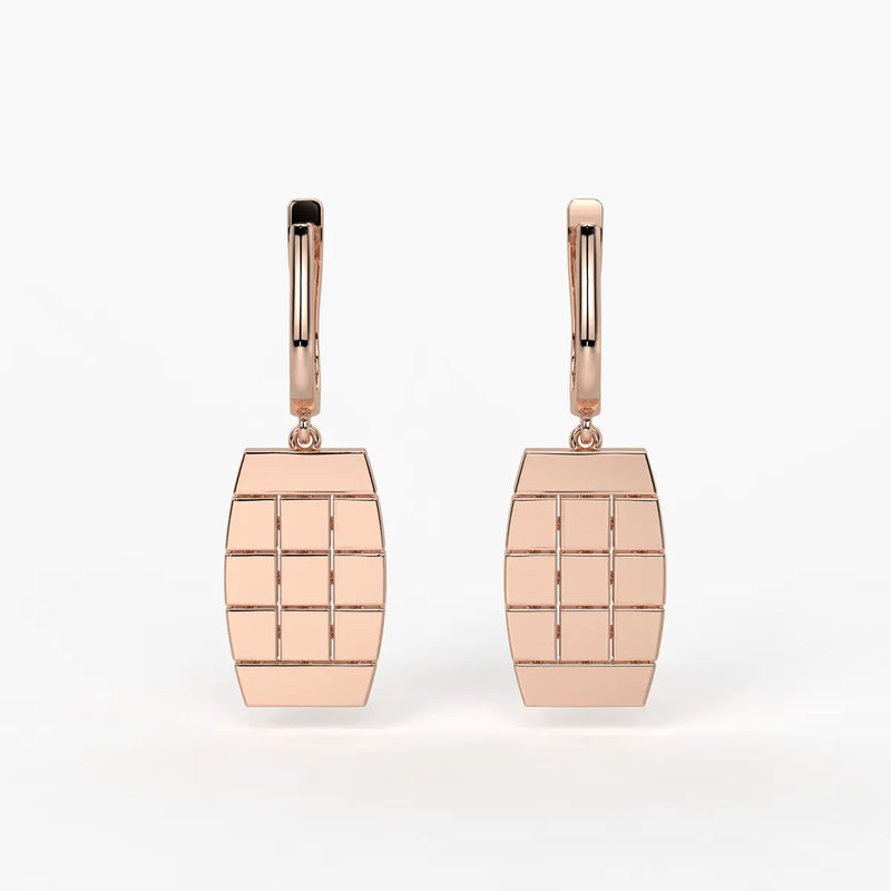 Tressel Grid Drop Hoop Earrings
