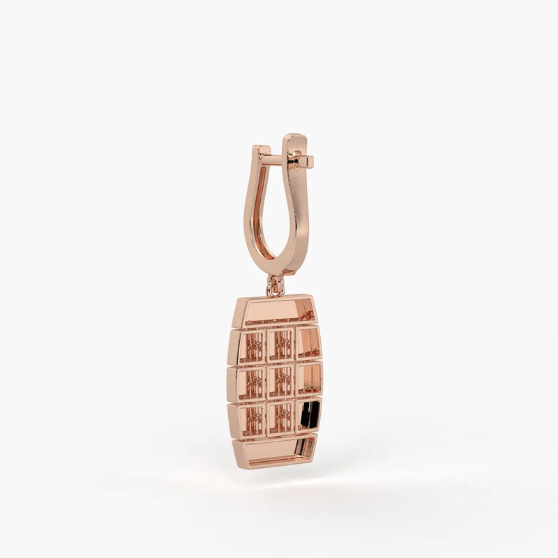 Tressel Grid Drop Hoop Earrings
