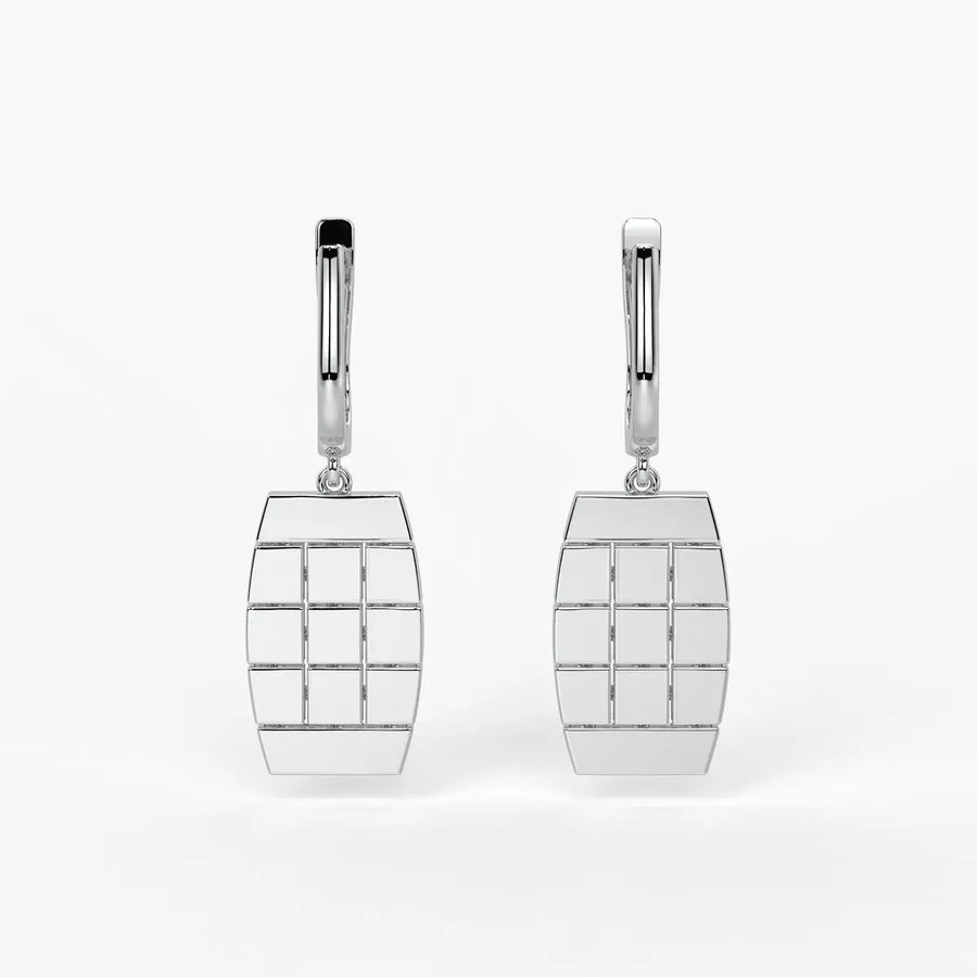 Tressel Grid Drop Hoop Earrings