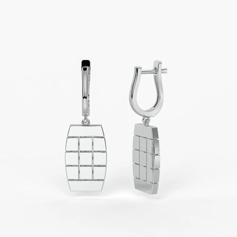 Tressel Grid Drop Hoop Earrings