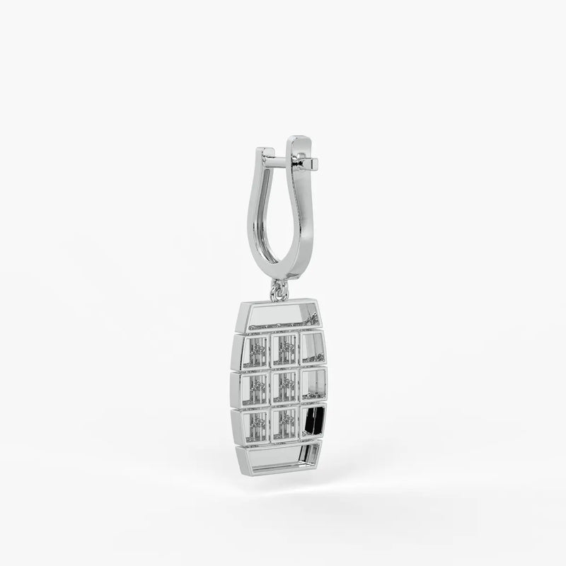 Tressel Grid Drop Hoop Earrings