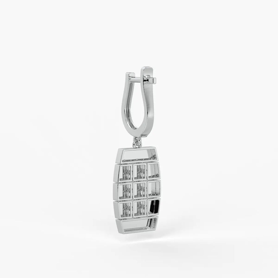 Tressel Grid Drop Hoop Earrings