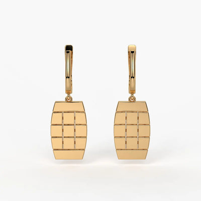 Tressel Grid Drop Hoop Earrings