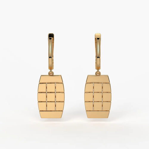 Tressel Grid Drop Hoop Earrings