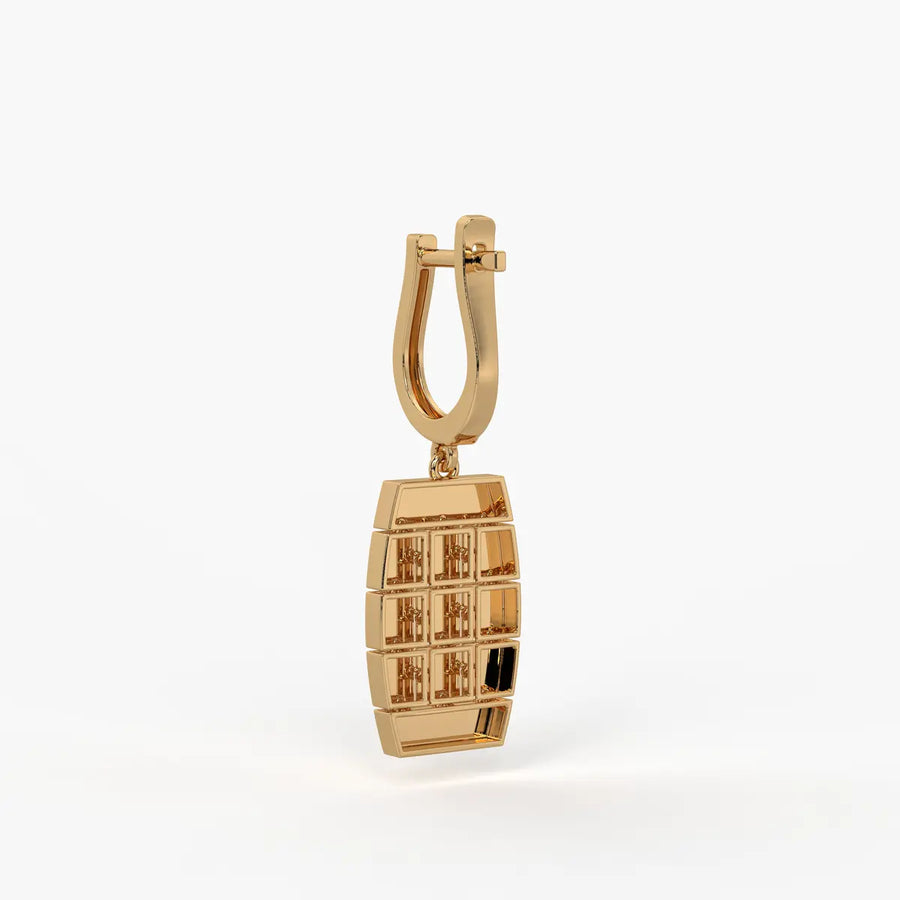 Tressel Grid Drop Hoop Earrings