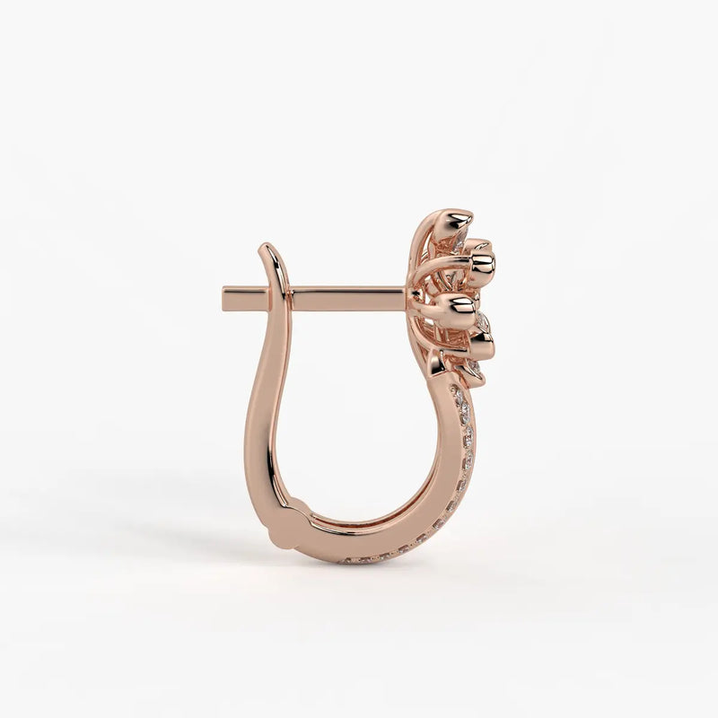 Florisse Round Diamond Bloom Hoop Earrings