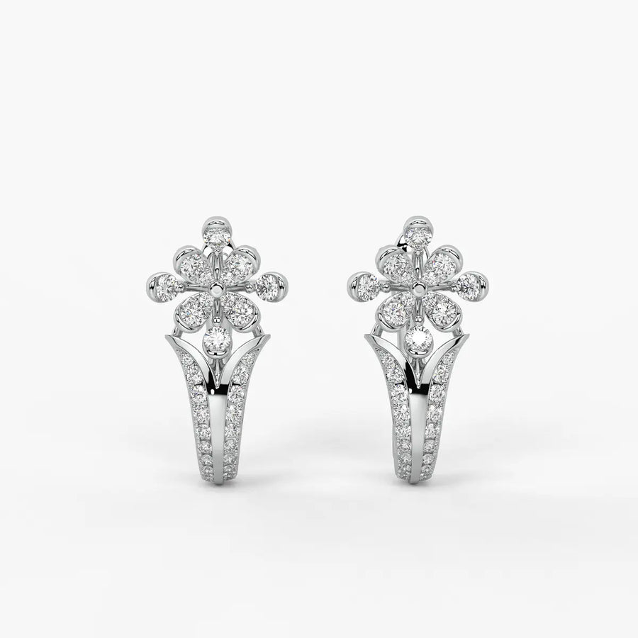 Florisse Round Diamond Bloom Hoop Earrings