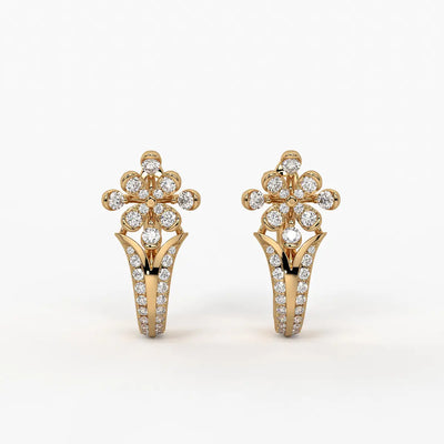 Florisse Round Diamond Bloom Hoop Earrings