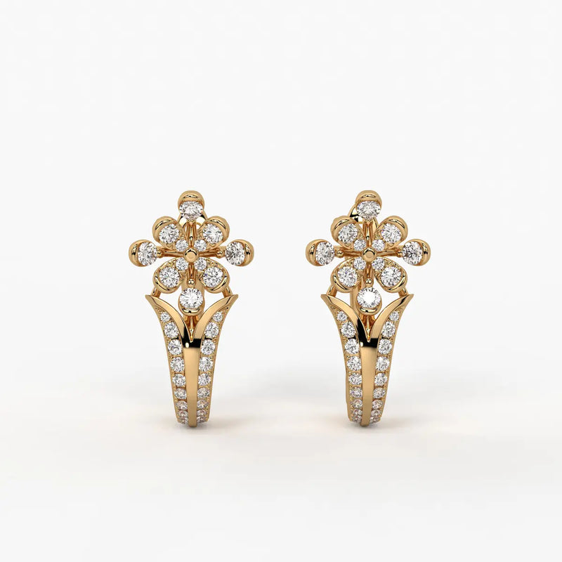 Florisse Round Diamond Bloom Hoop Earrings
