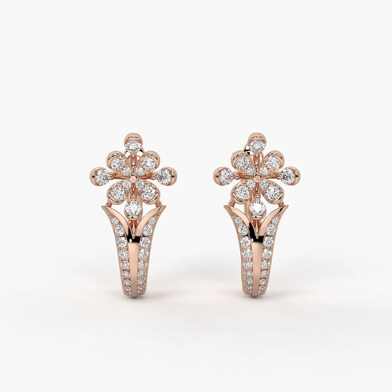 Florisse Round Diamond Bloom Hoop Earrings